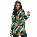 Pineapple Striped Pattern Print Hoodie Dress GearFrost