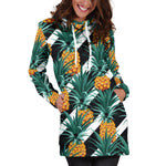 Pineapple Striped Pattern Print Hoodie Dress GearFrost