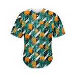 Pineapple Striped Pattern Print Men's Baseball Jersey