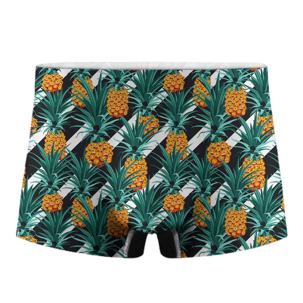 Pineapple Striped Pattern Print Men's Boxer Briefs