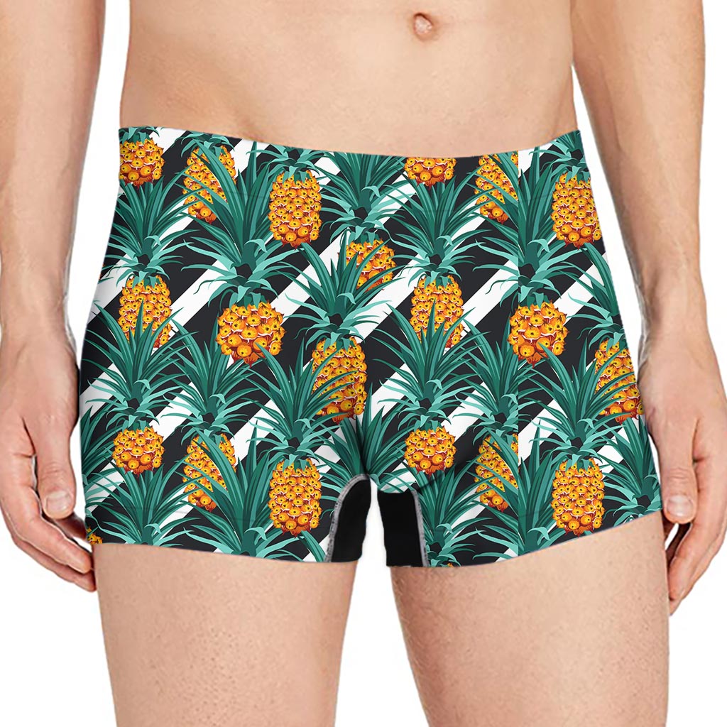 Pineapple Striped Pattern Print Men's Boxer Briefs