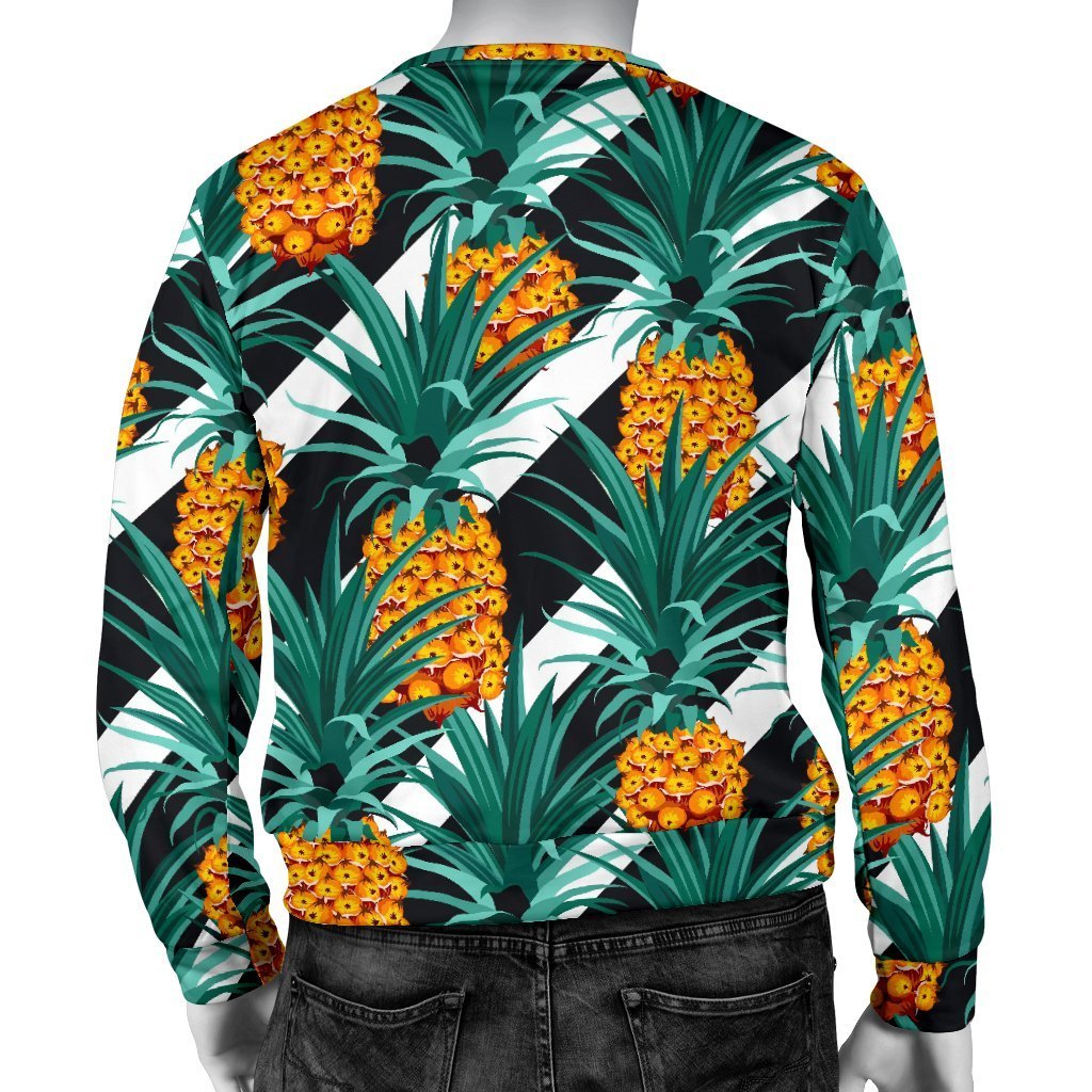 Pineapple Striped Pattern Print Men's Crewneck Sweatshirt GearFrost