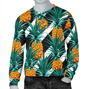 Pineapple Striped Pattern Print Men's Crewneck Sweatshirt GearFrost
