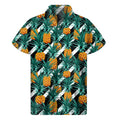 Pineapple Striped Pattern Print Men's Short Sleeve Shirt