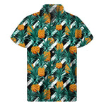 Pineapple Striped Pattern Print Men's Short Sleeve Shirt