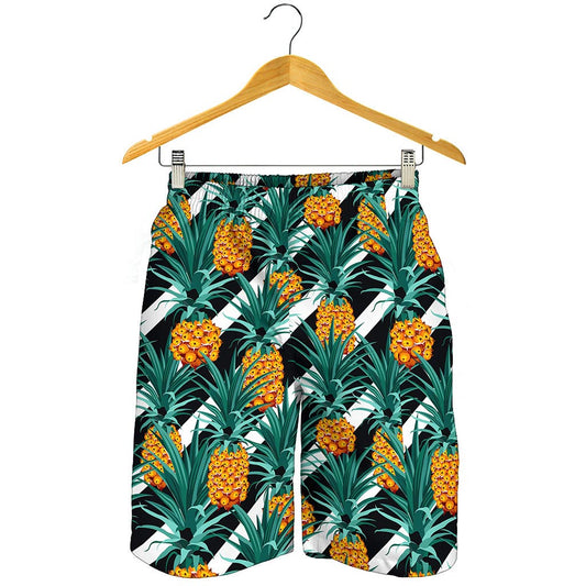 Pineapple Striped Pattern Print Men's Shorts
