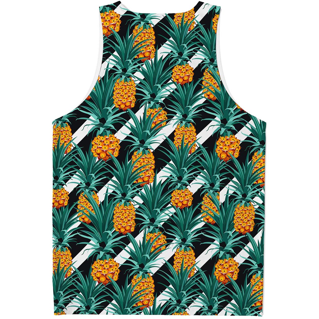 Pineapple Striped Pattern Print Men's Tank Top
