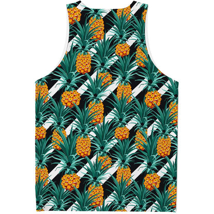 Pineapple Striped Pattern Print Men's Tank Top
