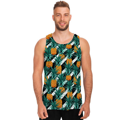 Pineapple Striped Pattern Print Men's Tank Top