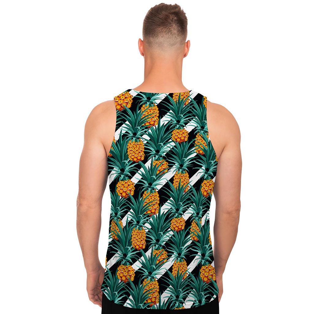 Pineapple Striped Pattern Print Men's Tank Top