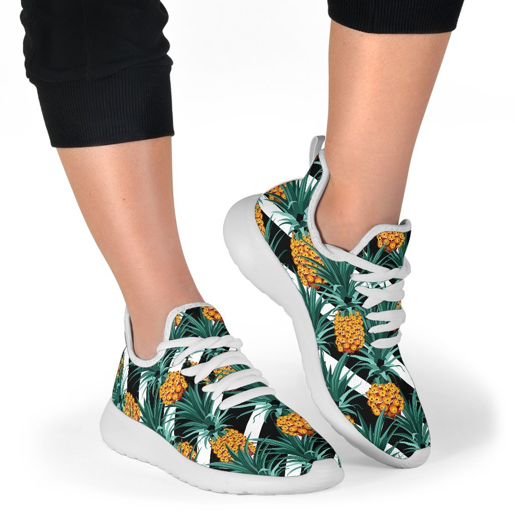 Pineapple Striped Pattern Print Mesh Knit Shoes GearFrost