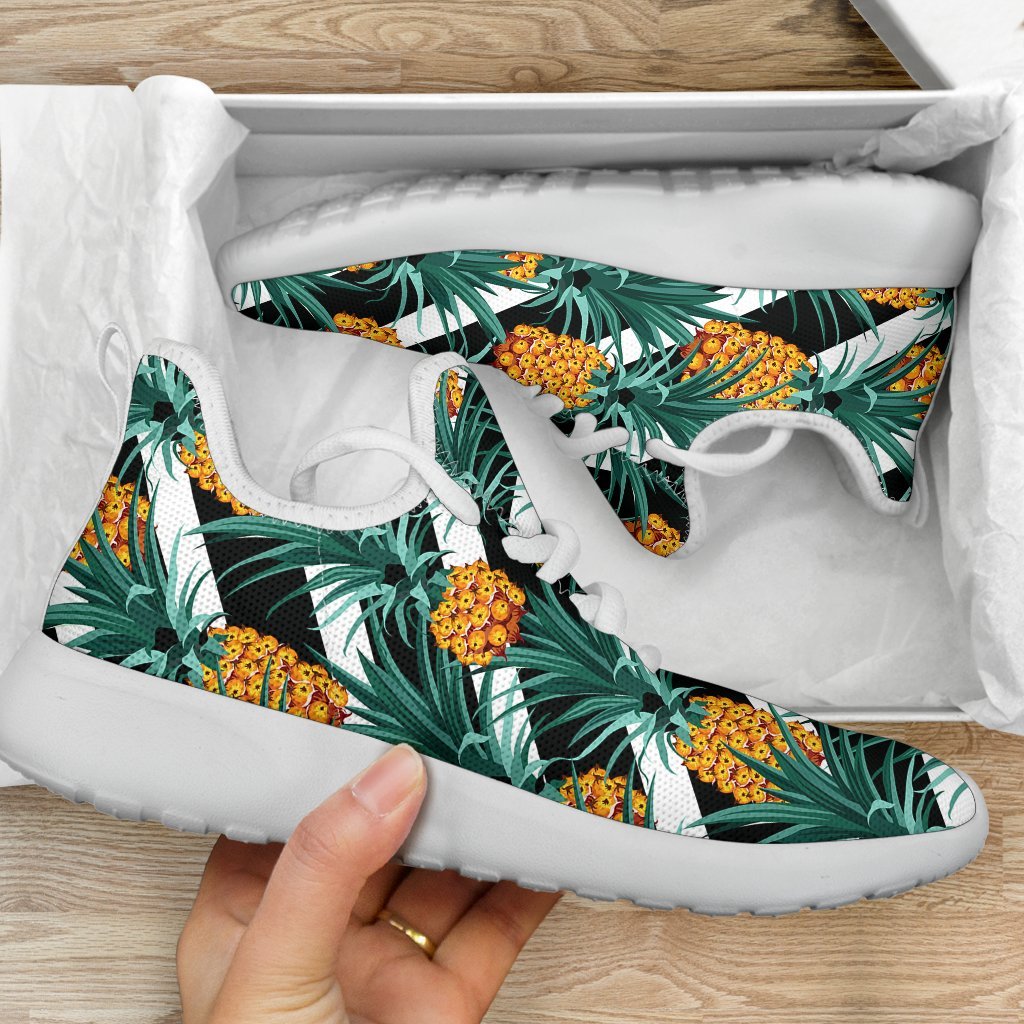 Pineapple Striped Pattern Print Mesh Knit Shoes GearFrost