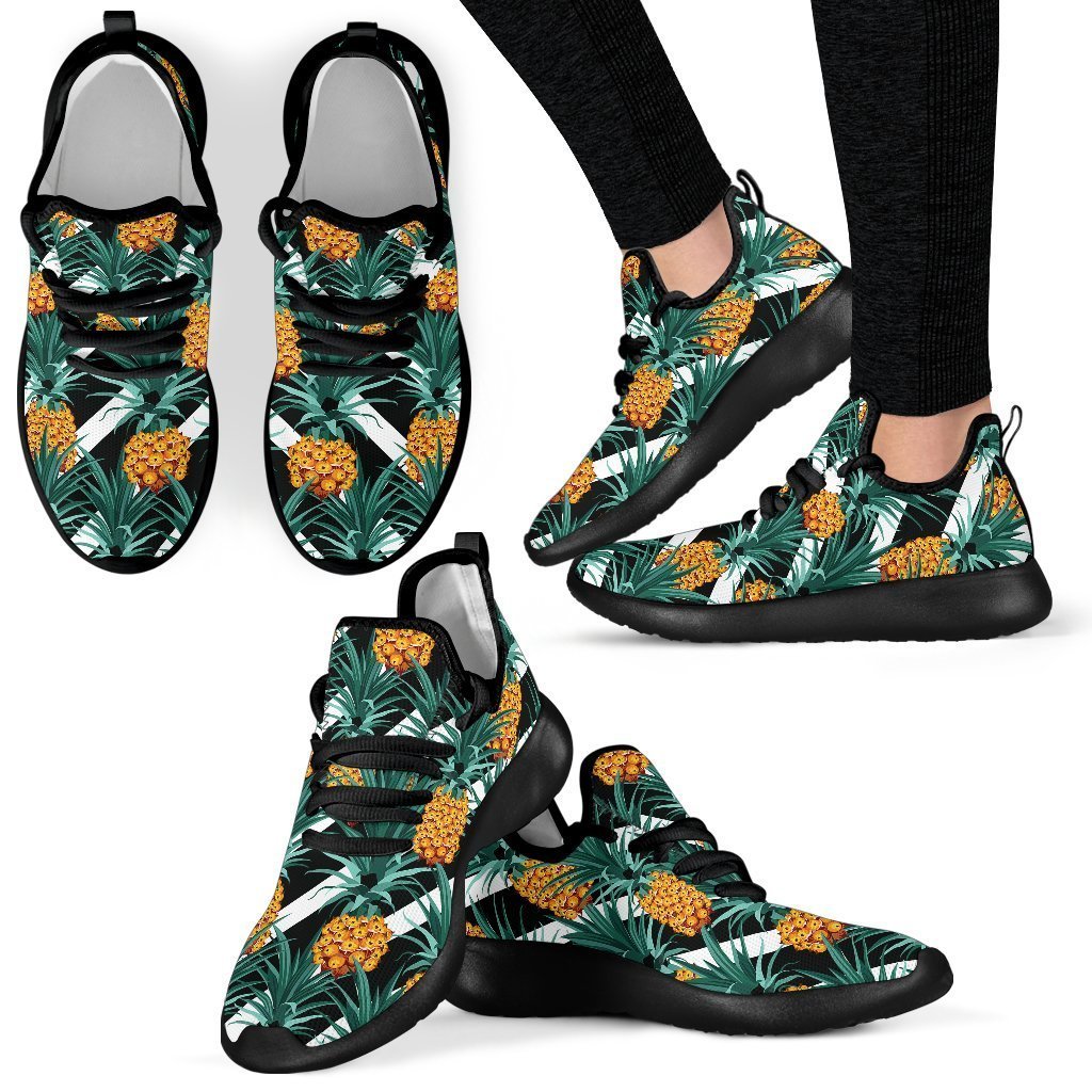 Pineapple Striped Pattern Print Mesh Knit Shoes GearFrost