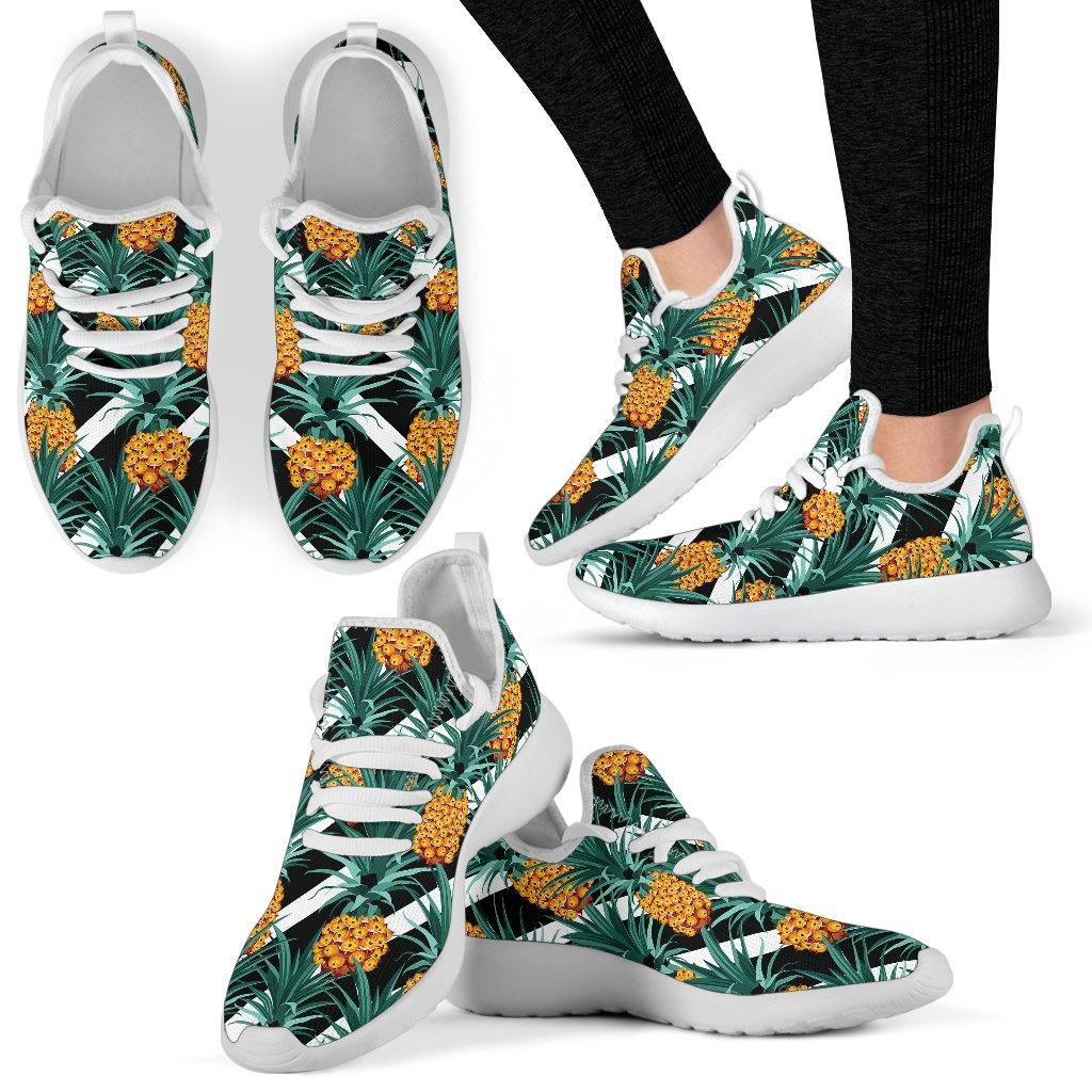 Pineapple Striped Pattern Print Mesh Knit Shoes GearFrost