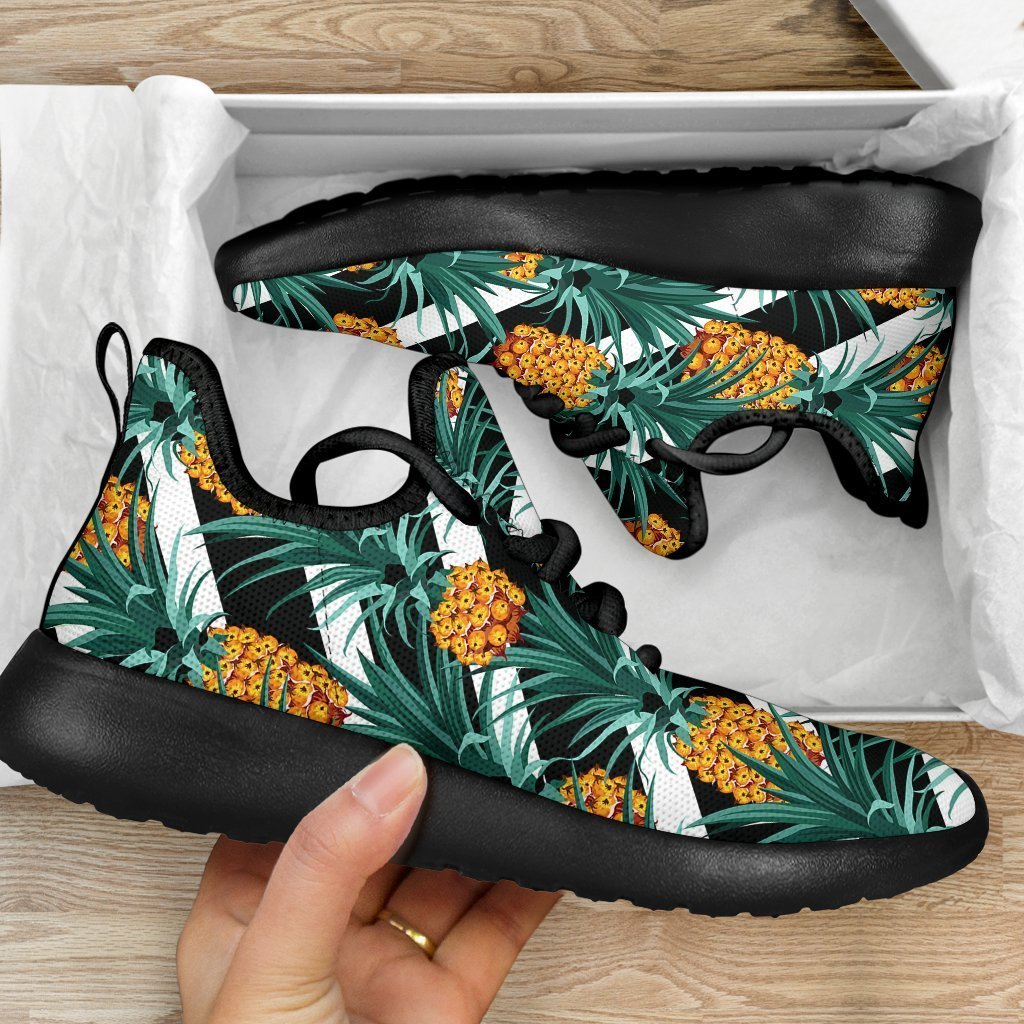 Pineapple Striped Pattern Print Mesh Knit Shoes GearFrost