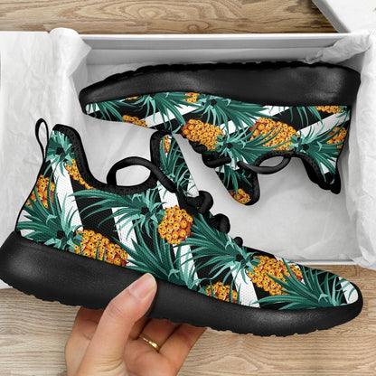 Pineapple Striped Pattern Print Mesh Knit Shoes GearFrost