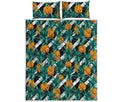 Pineapple Striped Pattern Print Quilt Bed Set