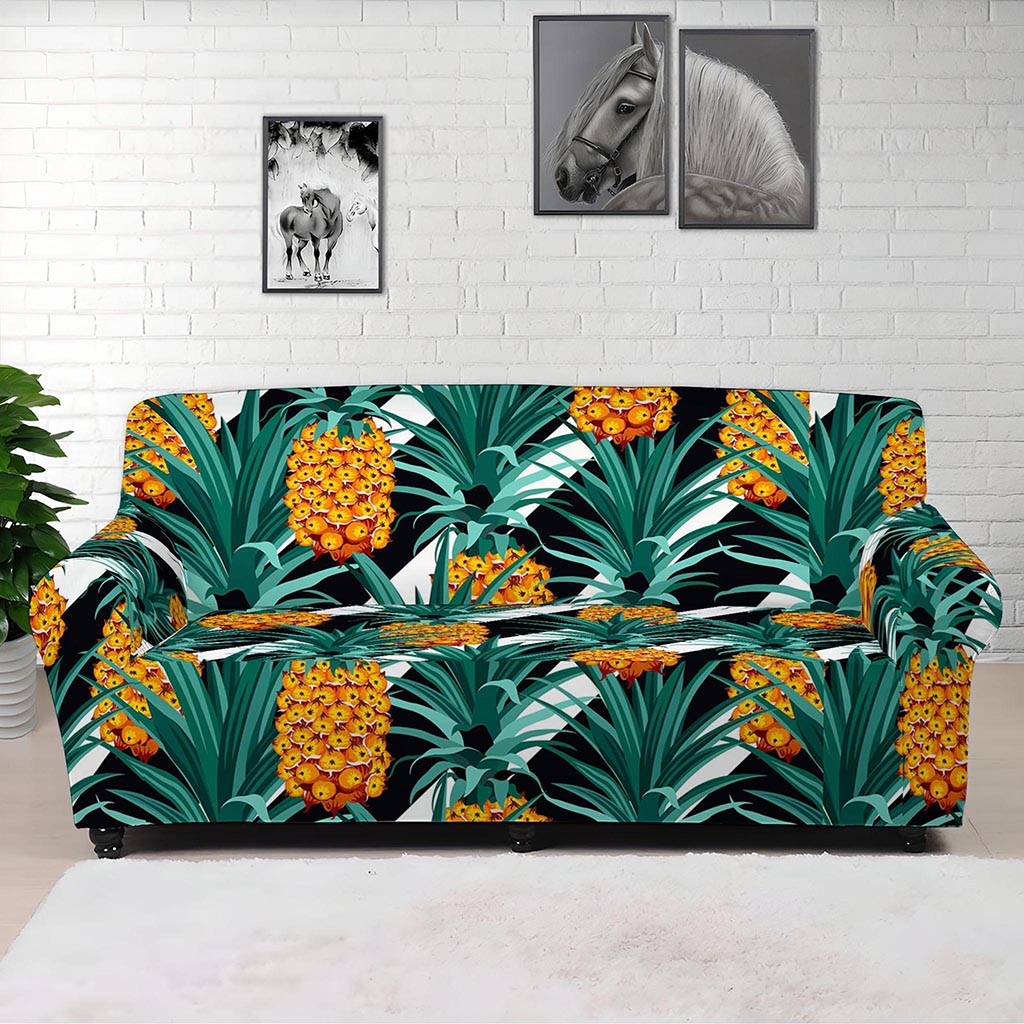 Pineapple Striped Pattern Print Sofa Cover