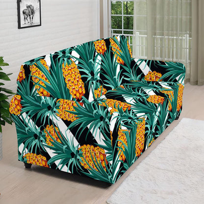 Pineapple Striped Pattern Print Sofa Cover