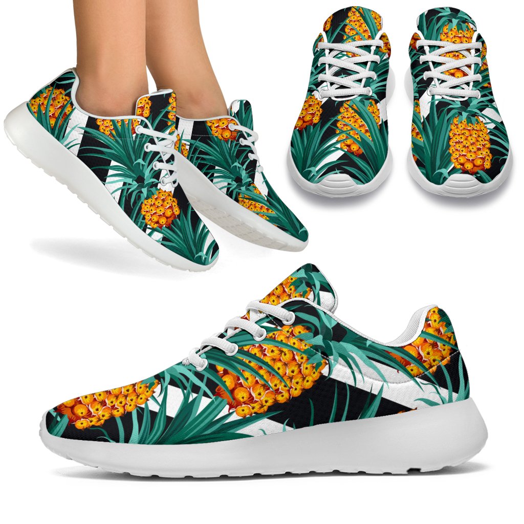 Pineapple Striped Pattern Print Sport Shoes GearFrost