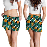 Pineapple Striped Pattern Print Women's Shorts