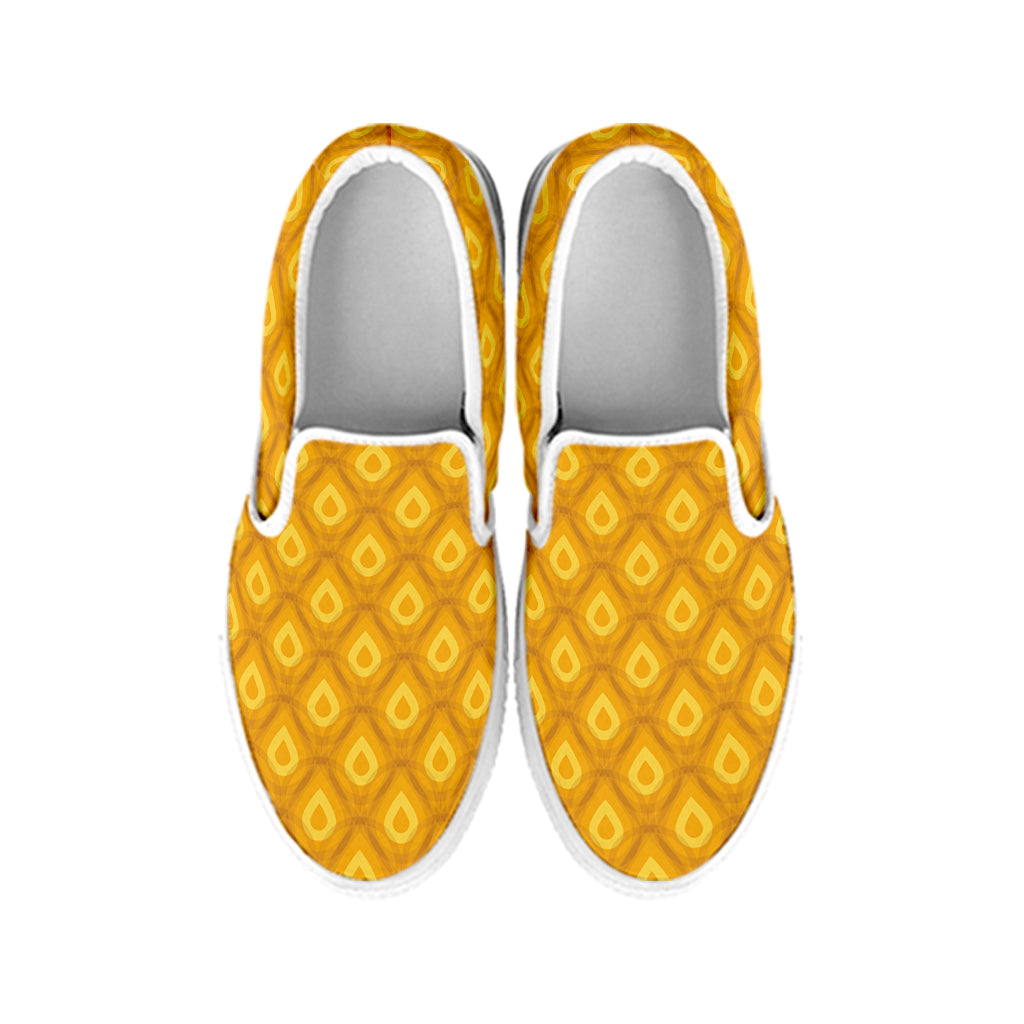 Pineapple Texture Pattern Print White Slip On Shoes