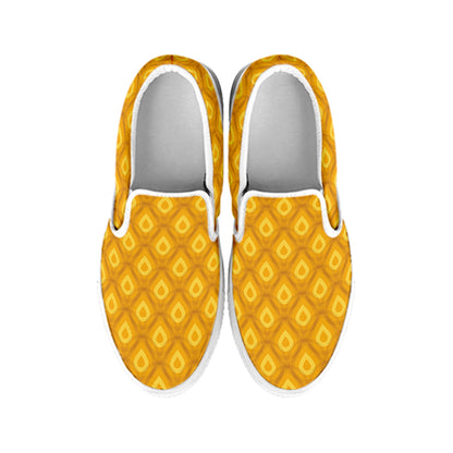 Pineapple Texture Pattern Print White Slip On Shoes