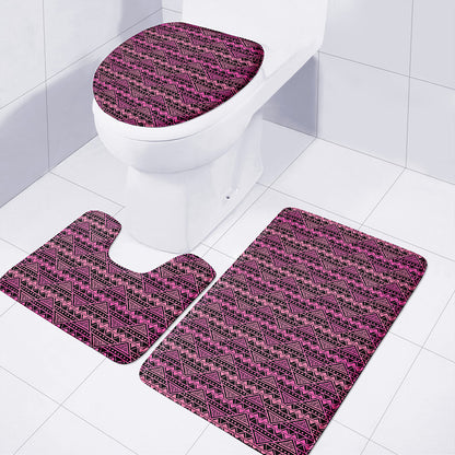 Pink African Ethnic Pattern Print 3 Piece Bath Mat Set