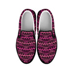 Pink African Ethnic Pattern Print Black Slip On Shoes