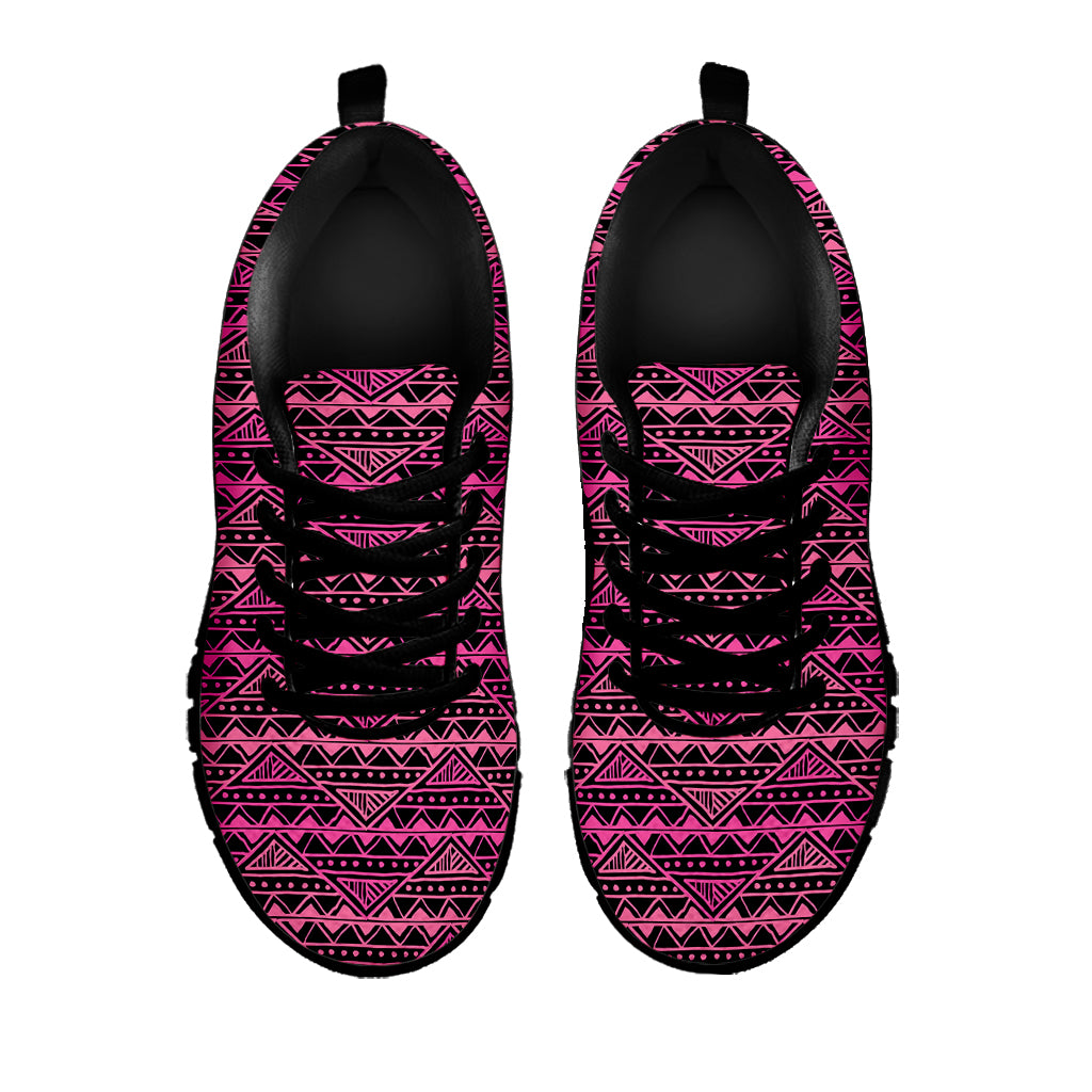 Pink African Ethnic Pattern Print Black Sneakers