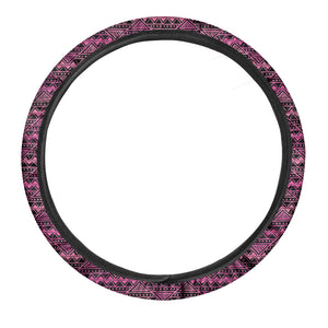 Pink African Ethnic Pattern Print Car Steering Wheel Cover