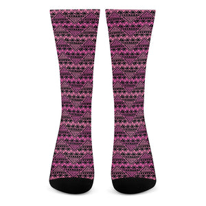 Pink African Ethnic Pattern Print Crew Socks