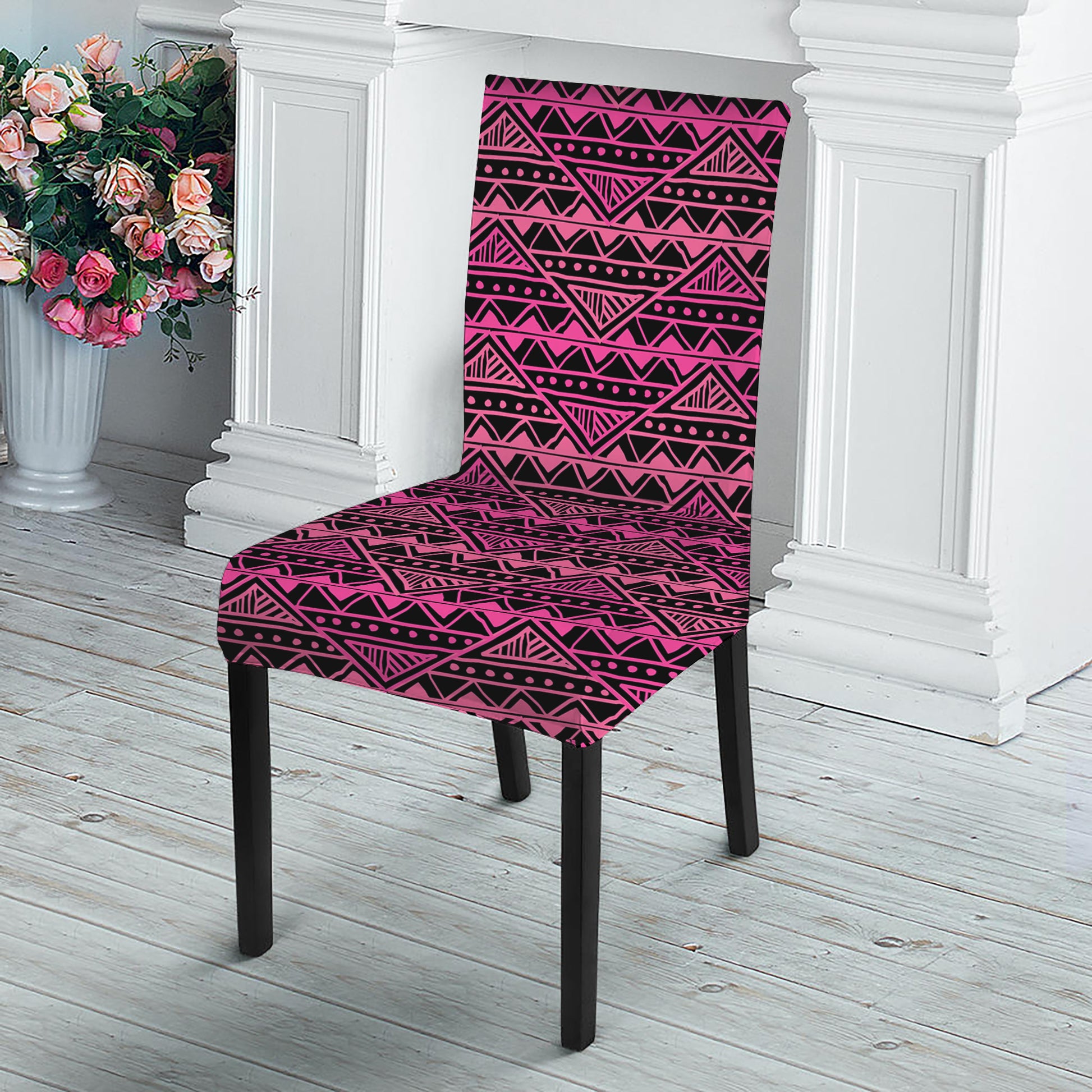 Pink African Ethnic Pattern Print Dining Chair Slipcover