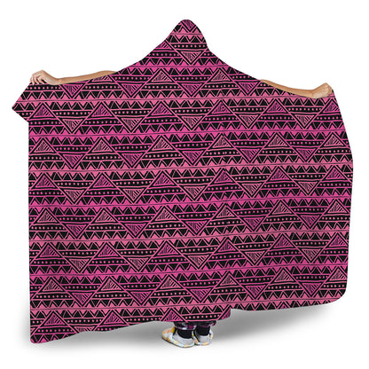 Pink African Ethnic Pattern Print Hooded Blanket