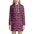Pink African Ethnic Pattern Print Pullover Hoodie Dress