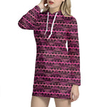 Pink African Ethnic Pattern Print Hoodie Dress