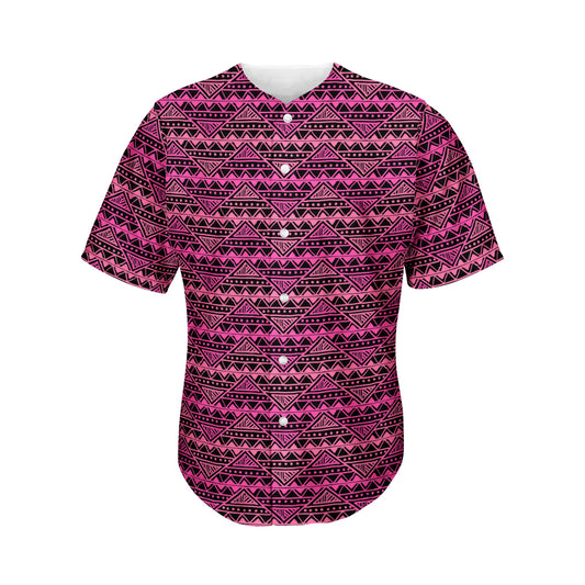 Pink African Ethnic Pattern Print Men's Baseball Jersey