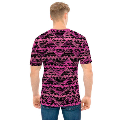 Pink African Ethnic Pattern Print Men's T-Shirt