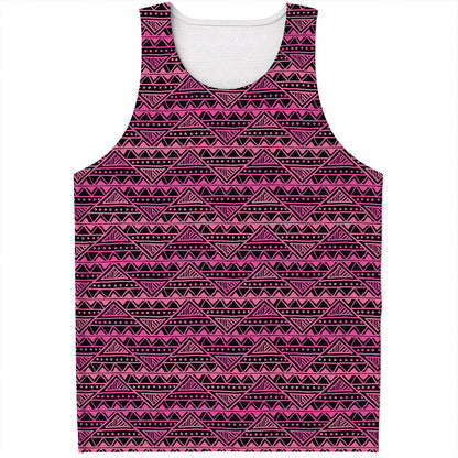 Pink African Ethnic Pattern Print Men's Tank Top