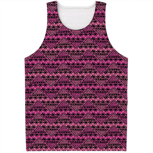 Pink African Ethnic Pattern Print Men's Tank Top