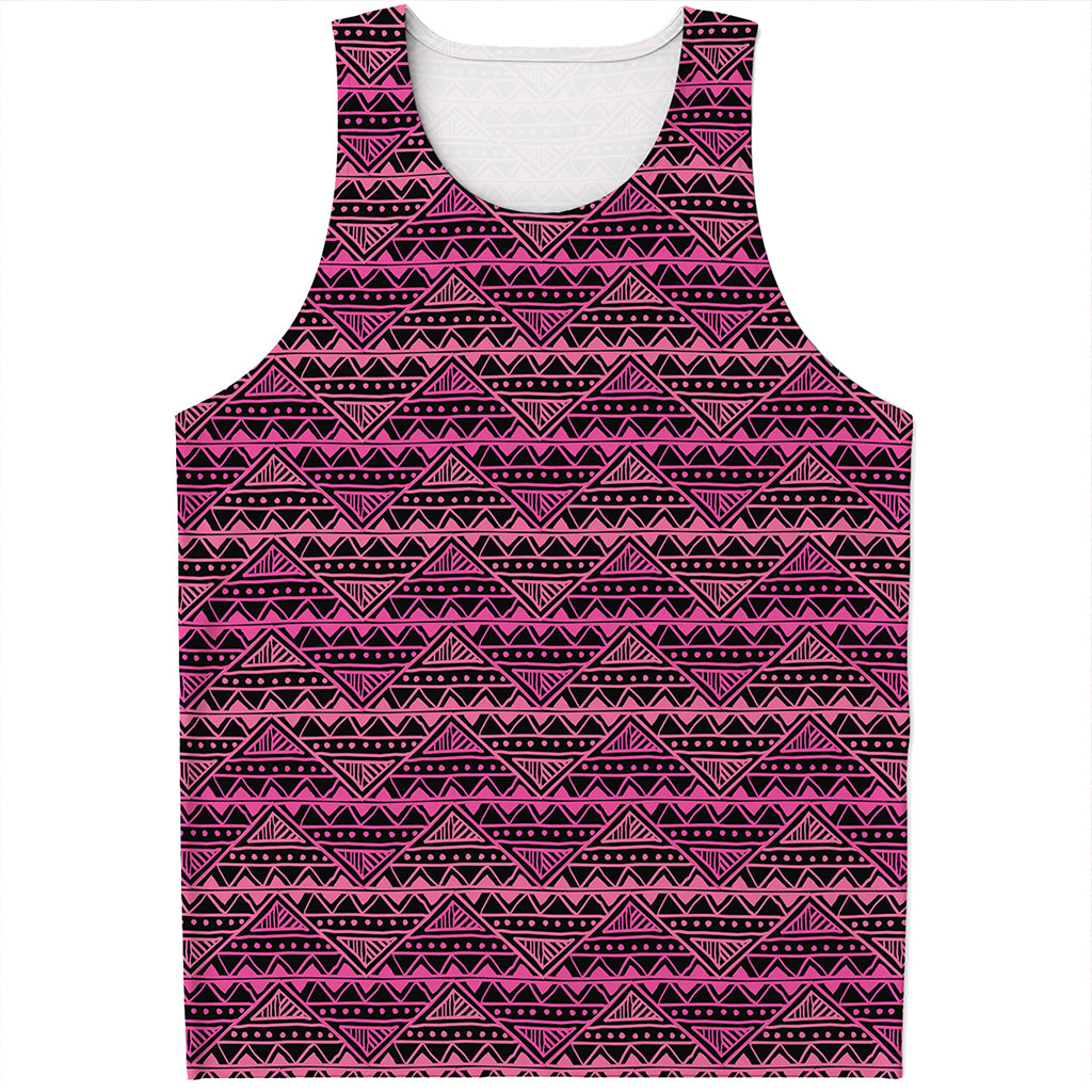 Pink African Ethnic Pattern Print Men's Tank Top