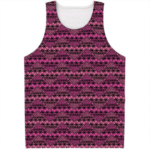 Pink African Ethnic Pattern Print Men's Tank Top