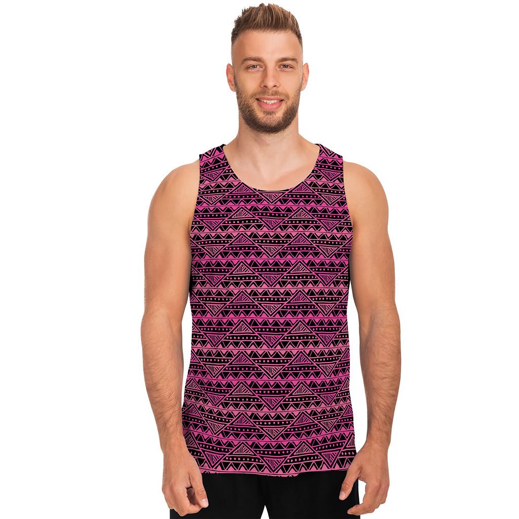 Pink African Ethnic Pattern Print Men's Tank Top