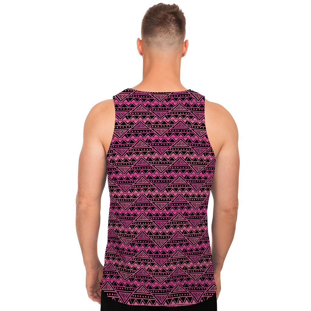 Pink African Ethnic Pattern Print Men's Tank Top