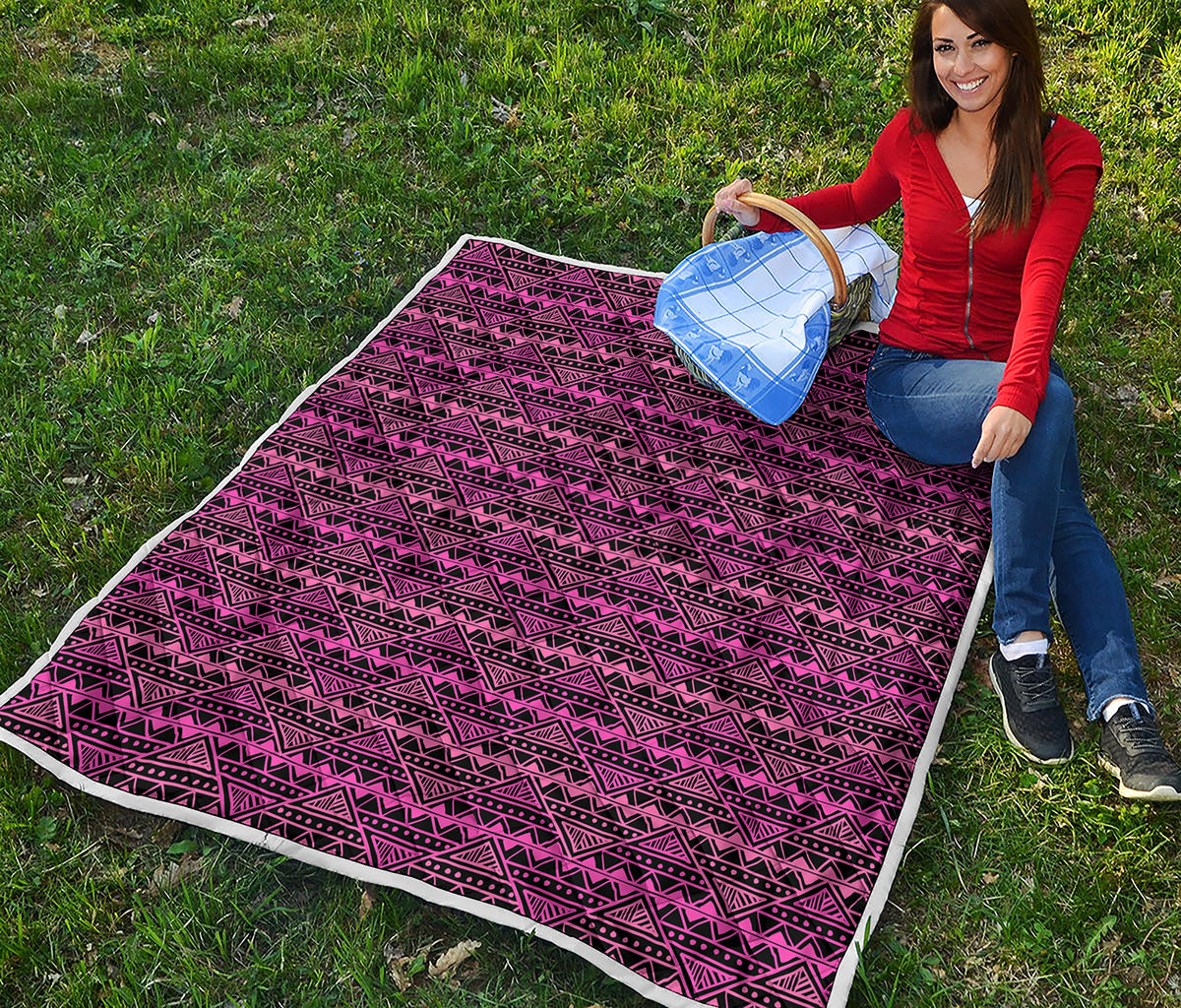 Pink African Ethnic Pattern Print Quilt