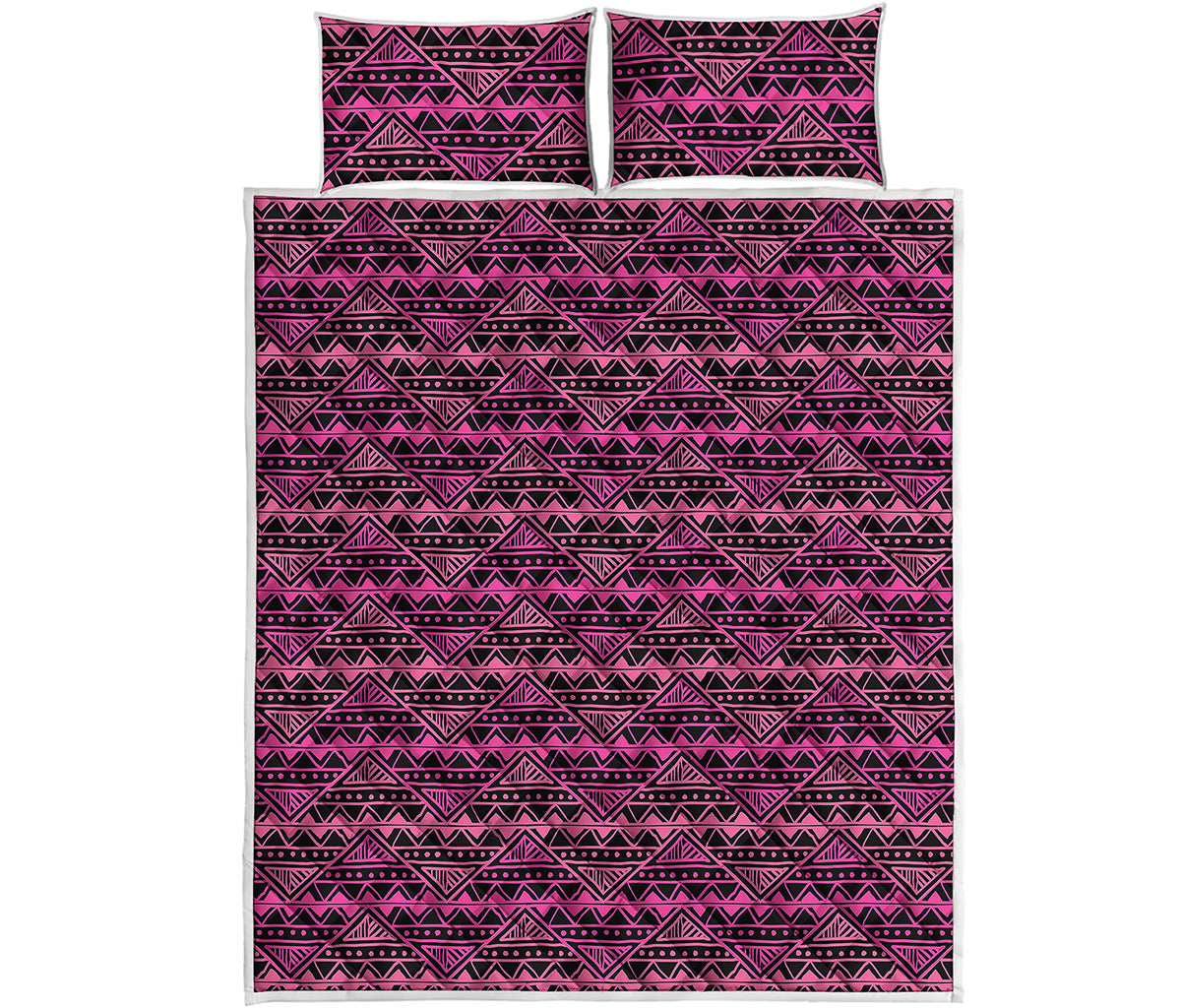 Pink African Ethnic Pattern Print Quilt Bed Set