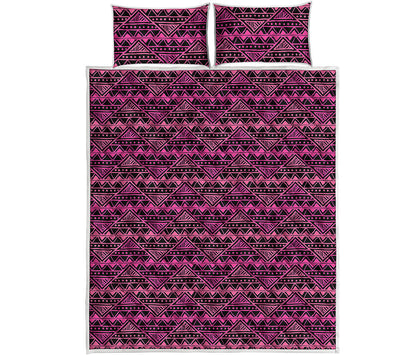 Pink African Ethnic Pattern Print Quilt Bed Set