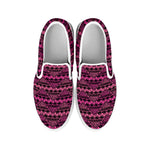 Pink African Ethnic Pattern Print White Slip On Shoes