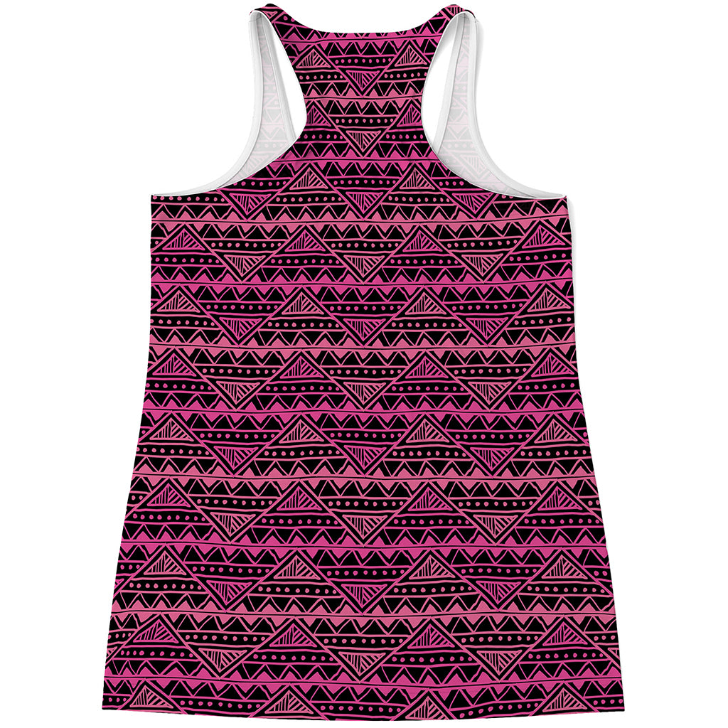 Pink African Ethnic Pattern Print Women's Racerback Tank Top