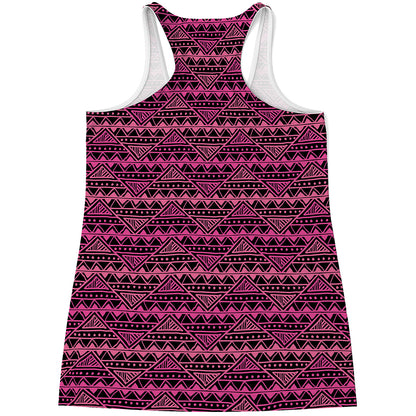 Pink African Ethnic Pattern Print Women's Racerback Tank Top